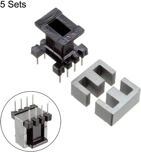 uxcell 5 مجموعات EE10 4 مع 4pin محول بكرة PC40 الفريت الأساسية العمودي 10 نصفين الفريت و 5 بكرة in Saudi Arabia