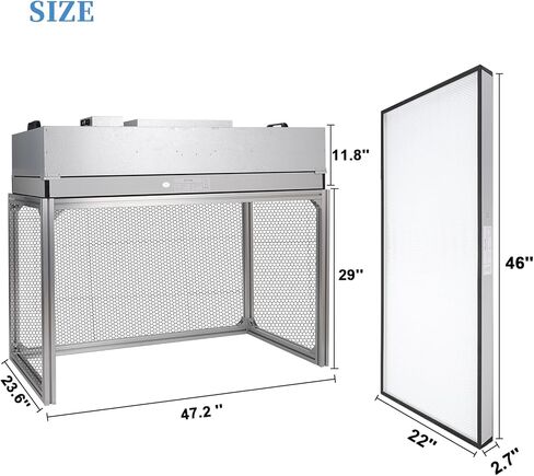 Vertical Laminar Flow-Hood Fan-Filter-Unit Yzzwer - Clean Bench FFU HEPA Filters for Class 100/ISO 5 Cleanliness in Clean Mycology and Mushroom Room 47.2" x 23.6" x 29" Working Area 110V in Kuwait