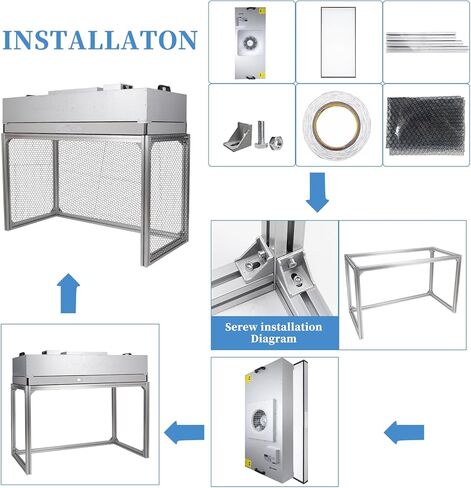 Vertical Laminar Flow-Hood Fan-Filter-Unit Yzzwer - Clean Bench FFU HEPA Filters for Class 100/ISO 5 Cleanliness in Clean Mycology and Mushroom Room 47.2" x 23.6" x 29" Working Area 110V in Kuwait