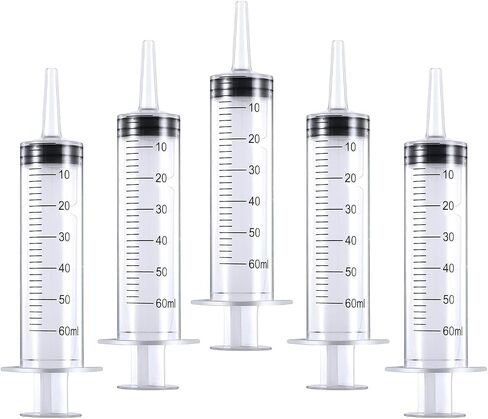 5 Pack 10ml Plastic Syringe with Needle, Syringe for Liquid, Oral, Scientific Labs, Measurement, Dispensing, Feeding Pets, Oil or Glue Applicator, Individually Wrapped (10 ML) in Saudi Arabia