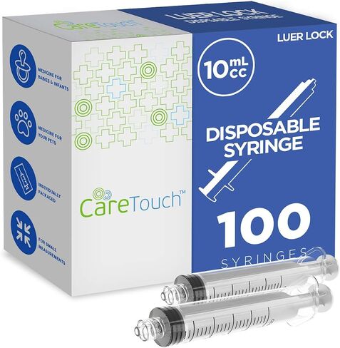 حقنة Care Touch CTSLL10 سعة 10 مل فقط - طرف حقنة Luer Lock (بدون إبرة)، 100 قطعة (عبوة من قطعة واحدة) in Saudi Arabia
