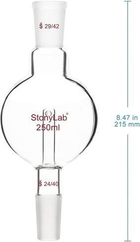 مصيدة صدمات المبخر الدوار من stonylab، مبخر دوار للمختبر مع مفصل علوي خارجي 29/42 ومفصل داخلي سفلي مستدق قياسي 24/40، 250 مل in Saudi Arabia