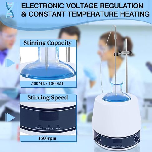 Heating Mantle 120V 500ML Adjustable Heating Mantle with Magnetic Stirring for Liquid Heating 250W 0-1600 RPM Lab Heater with Temperature Control in Kuwait