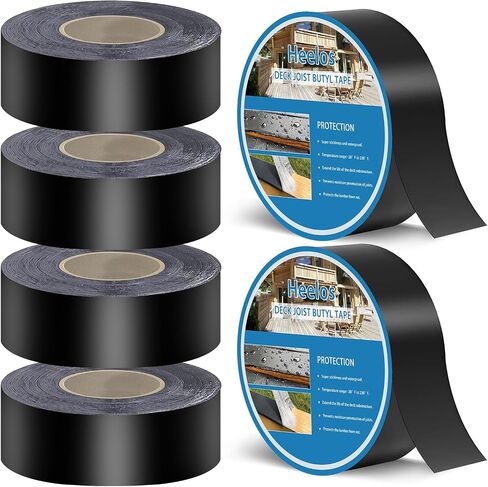 Deck Joist Tape 2''×50',4 Pack Weather-Resistant Joist Tape for Decking,Waterproof Seal Antiseptic Butyl Decking Tape,Self-Adhesive Flashing JoistsTape for Wood Decks Beams Roof in Saudi Arabia