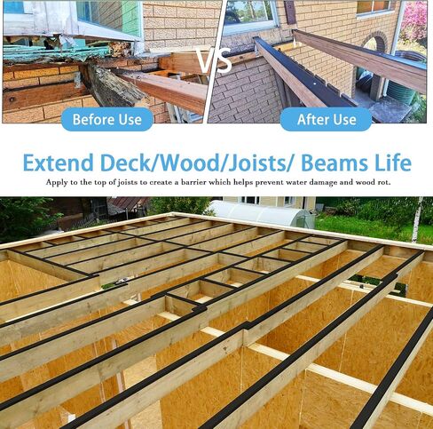 Deck Joist Tape 2''×50',4 Pack Weather-Resistant Joist Tape for Decking,Waterproof Seal Antiseptic Butyl Decking Tape,Self-Adhesive Flashing JoistsTape for Wood Decks Beams Roof in Saudi Arabia
