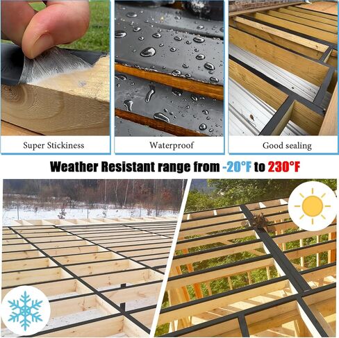 Deck Joist Tape 2''×50',4 Pack Weather-Resistant Joist Tape for Decking,Waterproof Seal Antiseptic Butyl Decking Tape,Self-Adhesive Flashing JoistsTape for Wood Decks Beams Roof in Saudi Arabia