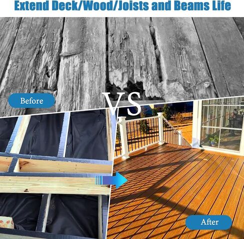 Deck Joist Tape 2''×50',4 Pack Weather-Resistant Joist Tape for Decking,Waterproof Seal Antiseptic Butyl Decking Tape,Self-Adhesive Flashing JoistsTape for Wood Decks Beams Roof in Saudi Arabia