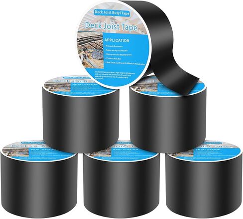 6 Pack Butyl Joist Tape, 4" x 50' Butyl Joist Tape for Decking, Weather Resistance Self-Adhesive Flashing Joist Tape, Waterproof Butyl Joist Tape for Protect Wood Joists and Beams in Saudi Arabia