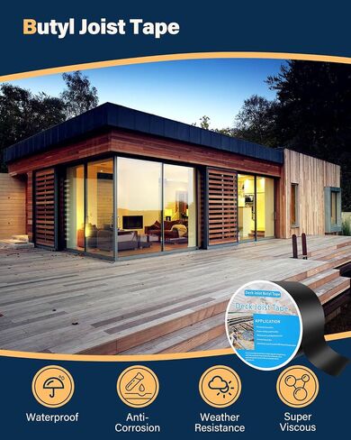 6 Pack Butyl Joist Tape, 4" x 50' Butyl Joist Tape for Decking, Weather Resistance Self-Adhesive Flashing Joist Tape, Waterproof Butyl Joist Tape for Protect Wood Joists and Beams in Saudi Arabia
