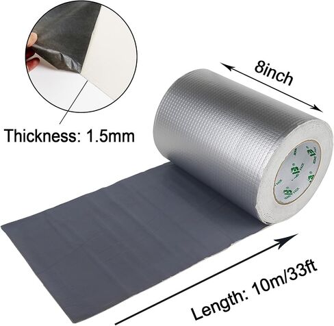 BOMEI PACK Aluminum Butyl Rubber Tape, Strong Waterproof Tape for Pipe, Metal, RV Awning, Roof Leak, Window Seal, Boat (2Inch x 16.4Feet 1Pack) in Saudi Arabia