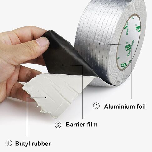 BOMEI PACK Aluminum Butyl Rubber Tape, Strong Waterproof Tape for Pipe, Metal, RV Awning, Roof Leak, Window Seal, Boat (2Inch x 16.4Feet 1Pack) in Saudi Arabia