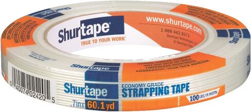 شريط Shurtape GS 490 من الدرجة الاقتصادية، شريط ربط مقوى بالألياف الزجاجية خفيف التحمل، طول 55 مترًا × عرض 24 مم لكل لفة، شفاف، لفة واحدة (104477) in Saudi Arabia