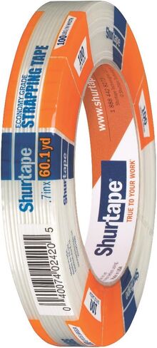 شريط Shurtape GS 490 من الدرجة الاقتصادية، شريط ربط مقوى بالألياف الزجاجية خفيف التحمل، طول 55 مترًا × عرض 24 مم لكل لفة، شفاف، لفة واحدة (104477) in Saudi Arabia