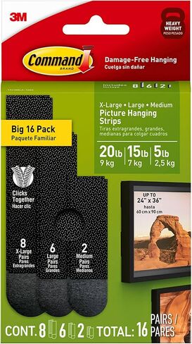 Command Picture Hanging Strips Variety Pack, Damage Free Hanging Picture Hangers, No Tools Wall for Living Spaces, White, 2 Medium Pairs, 6 Pairs and 8 Extra Large Pairs in Saudi Arabia