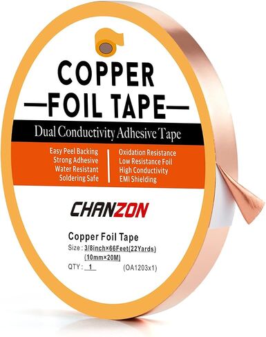 CHANZON Copper Foil Tape 25mm 1 inch x 66ft Double Sided Conductive Adhesive for Electric,Slug & Snail Deterrent,Guitars,Soldering,Grounding,Repair,Crafts,Paper Circuits in Saudi Arabia