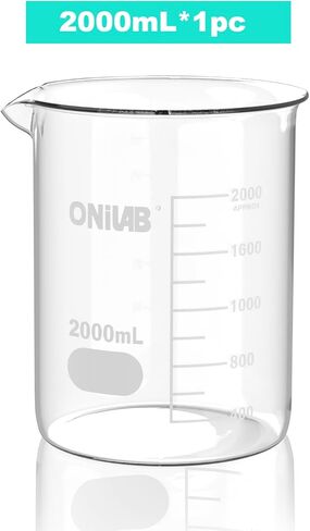 مجموعة أكواب قياس زجاجية ONiLAB 50 مل 100 مل 250 مل 500 مل 1000 مل (عبوة من 5) 3.3 Boro Griffin شكل منخفض مع أدوات زجاجية علمية مطبوعة للتخرج للمختبرات والفصول الدراسية أو الاستخدام المنزلي in Saudi Arabia