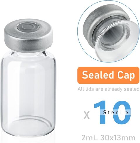 10 Pack 2ml Sealed Sample Vials, Transparent Glass Vials with Self Healing Injection Port (10, 2ML) in Saudi Arabia