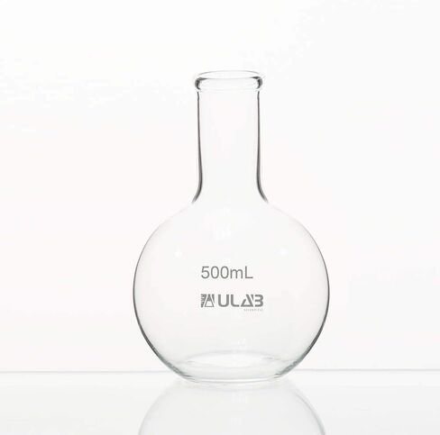 ULAB دورق غليان ذو قاعدة مسطحة، مقاسين 250 مل 500 مل، بوروسيليكات 3.3 مادة زجاجية، UBF1007 in Saudi Arabia