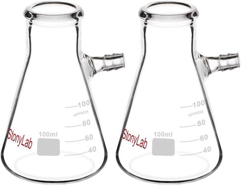 StonyLab 2-Pack 100ml قارورة تصفية زجاج البورسليكات، برقبة مسمارية مع أنبوب in Kuwait