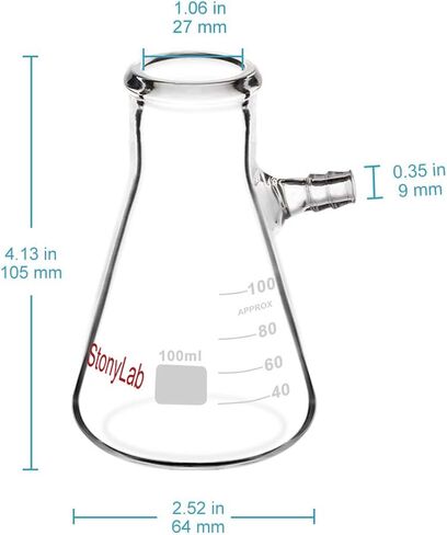 StonyLab 2-Pack 100ml قارورة تصفية زجاج البورسليكات، برقبة مسمارية مع أنبوب in Kuwait