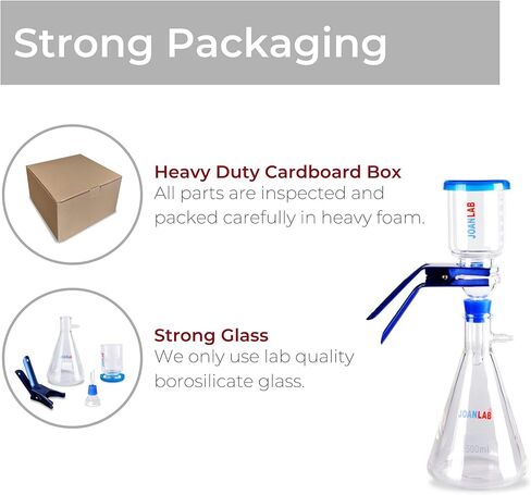 جهاز ترشيح فراغي للمختبر سعة 1000 مل، دورق لتصفية المحاليل، الزيوت، السوائل الإلكترونية، والمزيد، دورق ترشيح سعة 1000 مل وقمع متدرج سعة 300 مل، طقم تصفية شفط زجاجي. in Kuwait