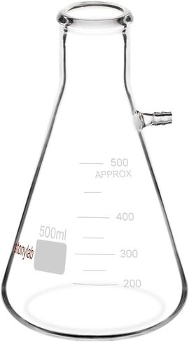 StonyLab Glass 50ml Heavy Wall Borosilicate Glass Filtering Flask, Bolt Neck with Tubulation, 50ml in Kuwait