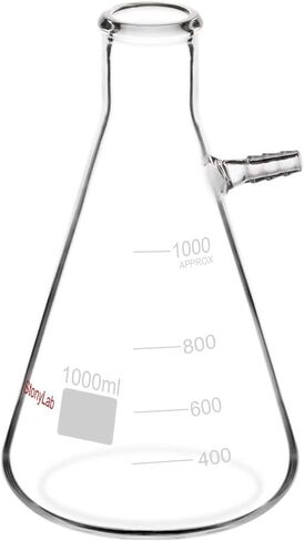 StonyLab Glass 50ml Heavy Wall Borosilicate Glass Filtering Flask, Bolt Neck with Tubulation, 50ml in Kuwait