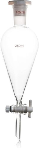 قمع فصل مخروطي الشكل من زجاج البورسليكات من Autoark سعة 250 مل مع وصلة 24/40 ومحبس PTFE، AIS-001 in Kuwait