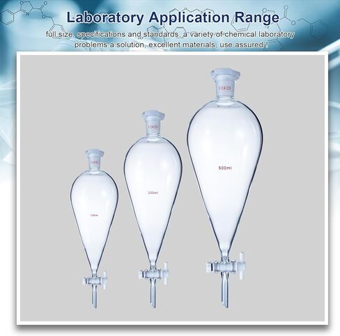 قمع فصل مخروطي من زجاج البورسليكات مع وصلات 24/29 ومحبس PTFE (500 مل) in Kuwait