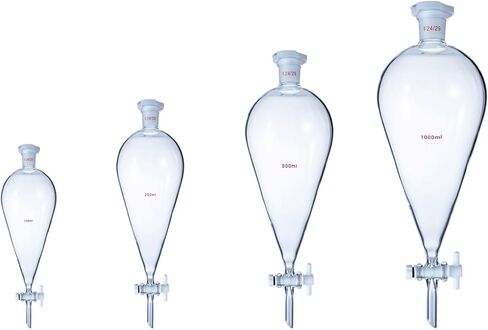قمع فصل مخروطي من زجاج البورسليكات مع وصلات 24/29 ومحبس PTFE (500 مل) in Kuwait