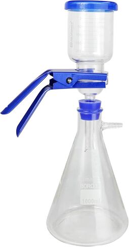 Laboratory Vacuum Filtration Distillation Apparatus, Borosilicate Glass Vacuum Filtration Assembly Filter Kit with 500 ml Filtering Flask and 300 ml Graduated Funnel by Labfil in Kuwait