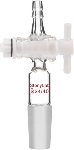 StonyLab Vacuum Flow Control Adapter with PTFE Stopcock, 14/20 Joint and Straight Hose Connection for Lab Supply in Saudi Arabia