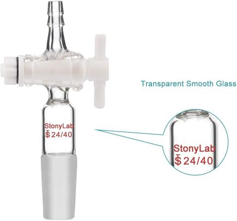 StonyLab Vacuum Flow Control Adapter with PTFE Stopcock, 14/20 Joint and Straight Hose Connection for Lab Supply in Saudi Arabia