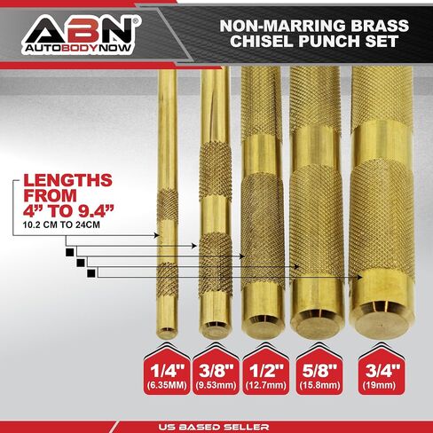 ABN Brass Punch Set - 2 Piece Brass Drift Pin Punch Set - Mechanic’s Non-Marring Chisel Punches for Vehicles in Saudi Arabia