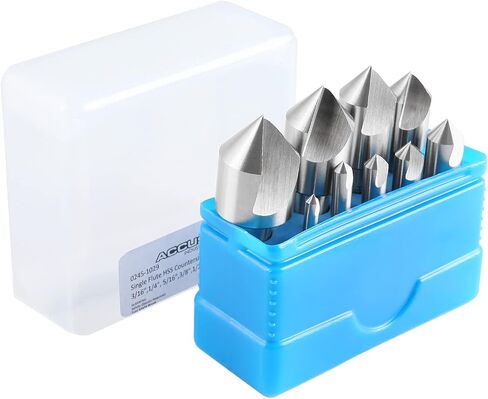 Accusize Industrial Tools 9 Pc Single Flute H.S.S. Countersink Set, 90 Degrees, Ground, 0245-2027 in Saudi Arabia