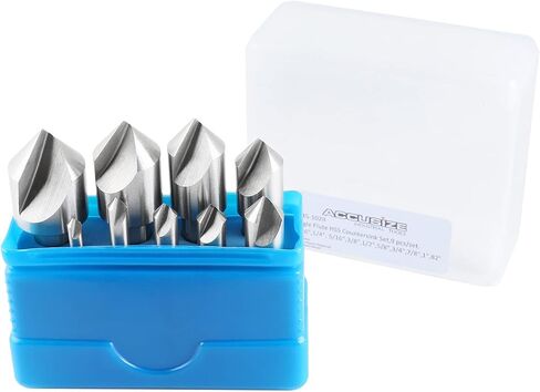 Accusize Industrial Tools 9 Pc Single Flute H.S.S. Countersink Set, 90 Degrees, Ground, 0245-2027 in Saudi Arabia