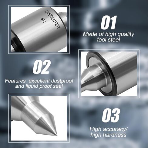 MT2 Live Center 2MT 60 Degree Morse Taper 2 Live Center 220 LB Load Capacity Precision 0.000197'' CNC Long Spindle Lathe Tool in Saudi Arabia
