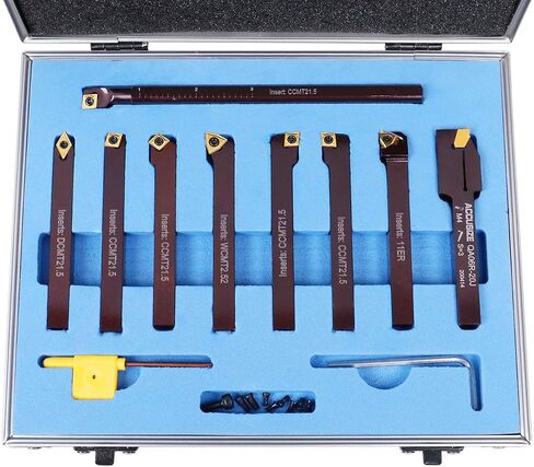 Accusize Industrial Tools 3/8" 9 قطعة/مجموعة، أدوات تحويل كربيد قابلة للفهرسة وقضيب مملة، 2988-0038 in Saudi Arabia