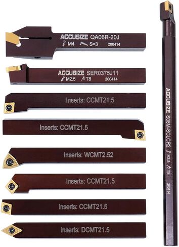 Accusize Industrial Tools 3/8" 9 قطعة/مجموعة، أدوات تحويل كربيد قابلة للفهرسة وقضيب مملة، 2988-0038 in Saudi Arabia