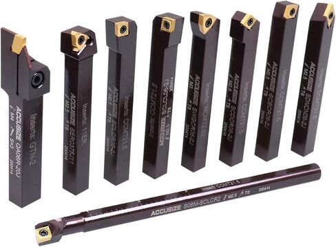 Accusize Industrial Tools 3/8" 9 قطعة/مجموعة، أدوات تحويل كربيد قابلة للفهرسة وقضيب مملة، 2988-0038 in Saudi Arabia