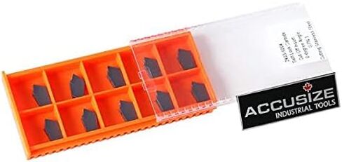 Accusize Industrial Tools Gtn-3 PVD Coated Self-Lock Carbide Cut-Off Inserts, 0 Deg, Cutting Stainless Steel, 10 Piece Set, 2403-6004x10 in Saudi Arabia