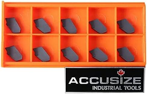 Accusize Industrial Tools Gtn-3 PVD Coated Self-Lock Carbide Cut-Off Inserts, 0 Deg, Cutting Stainless Steel, 10 Piece Set, 2403-6004x10 in Saudi Arabia