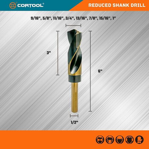 مجموعة لقم الثقب، لقمة مثقاب من الفولاذ عالي السرعة باللون الأسود والذهبي مع ساق 1/2 بوصة، لقمة مثقاب HSS M2 للمعادن والفولاذ، لقمة مثقاب فضية وديمينغ - مجموعة لقم مثقاب ذات ساق منخفضة 8 قطع in Kuwait