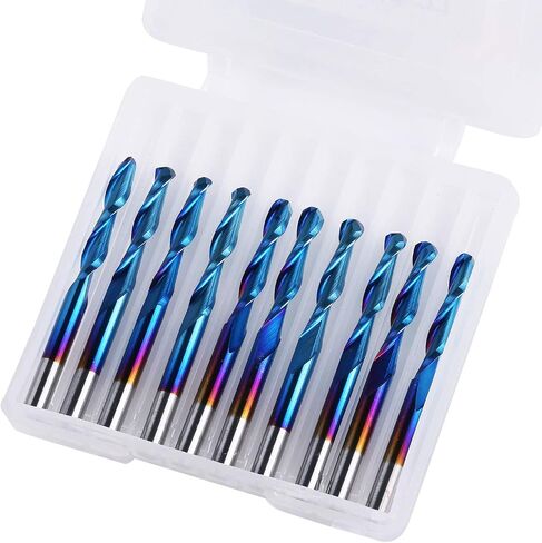 SainSmart Genmitsu 10Pcs Nano Blue Coat Flat Nose End Mill CNC Router Bits, 1/8" Shank Spiral Upcut 2 Flute End Mill Set (3.175 x 17 x 38mm) in Saudi Arabia