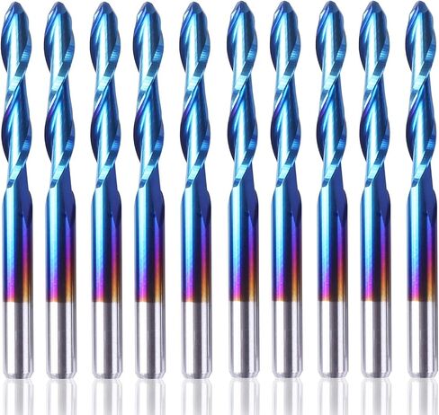 SainSmart Genmitsu 10Pcs Nano Blue Coat Flat Nose End Mill CNC Router Bits, 1/8" Shank Spiral Upcut 2 Flute End Mill Set (3.175 x 17 x 38mm) in Saudi Arabia