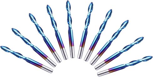 SainSmart Genmitsu 10Pcs Nano Blue Coat Flat Nose End Mill CNC Router Bits, 1/8" Shank Spiral Upcut 2 Flute End Mill Set (3.175 x 17 x 38mm) in Saudi Arabia