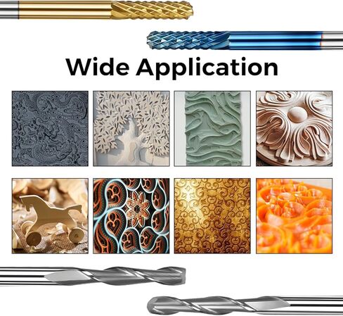 40 قطعة من لقم التوجيه CNC للمطحنة النهائية، لقم نقش CNC بساق 1/8 بوصة، 2 أنف مسطح من الفلوت وطاحونة نهاية من كربيد الأنف الكروي، معطف أزرق نانو ولقم مطحنة نهاية معطف من التيتانيوم in Kuwait