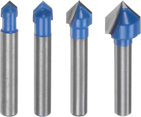 1 مجموعة لقم التوجيه 6.3/7.9/9.5/12.7 مللي متر ضياء 1/4 "عرقوب 90 درجة فولت نوع نهاية مطحنة كربيد لأعمال النجارة النجارة النقش حافة المتقلب أدوات القطع in Saudi Arabia
