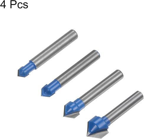 1 مجموعة لقم التوجيه 6.3/7.9/9.5/12.7 مللي متر ضياء 1/4 "عرقوب 90 درجة فولت نوع نهاية مطحنة كربيد لأعمال النجارة النجارة النقش حافة المتقلب أدوات القطع in Saudi Arabia