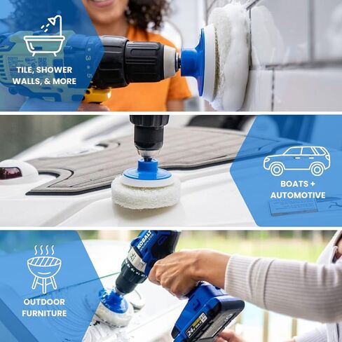 7 Pack Multi-Purpose Drill Brush Kit for Cleaning Bathrooms, Showers, Tubs, Tile, Floors, Sinks, Toilets, Grout and Grime Removal, Reversible Blue and White Scrub Pads in Saudi Arabia